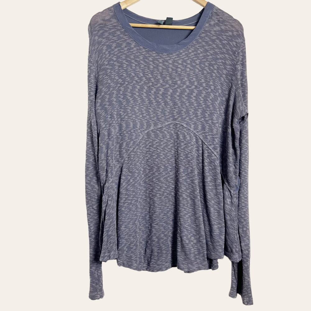Anthropologie Left of Center Gray Slub Knit Crewneck Pullover Top Size S